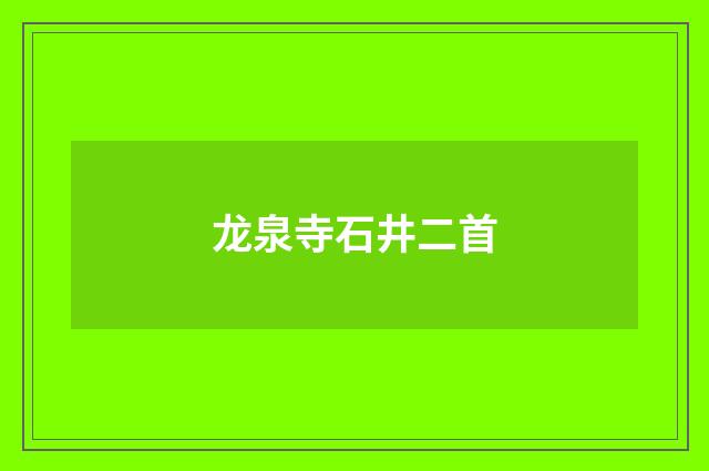 龙泉寺石井二首
