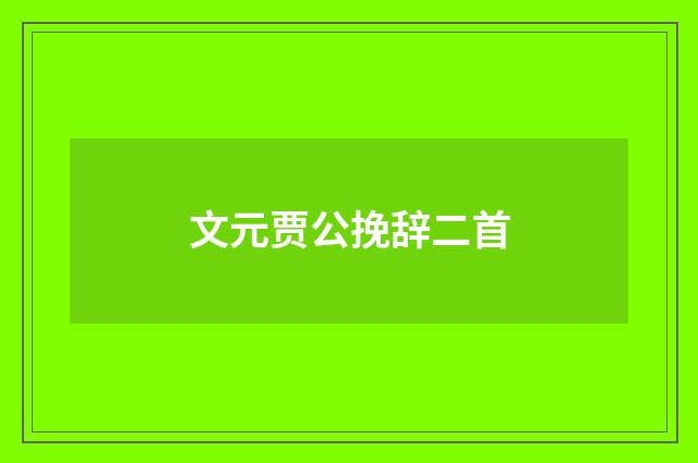文元贾公挽辞二首