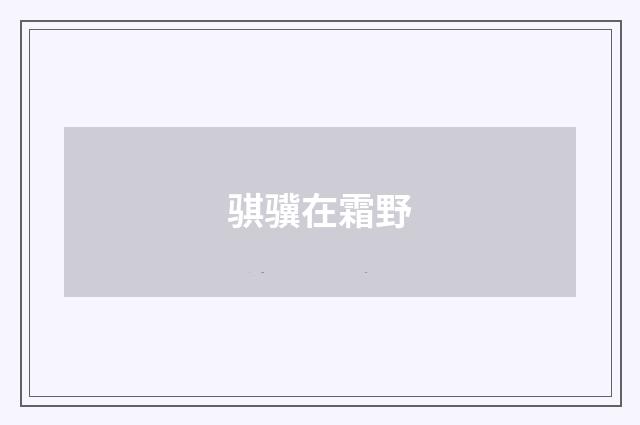 骐骥在霜野