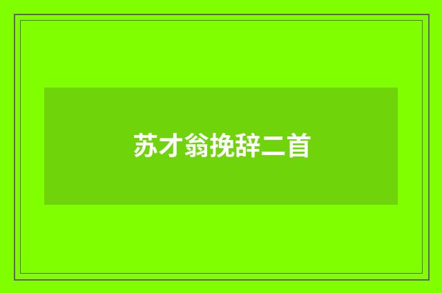 苏才翁挽辞二首