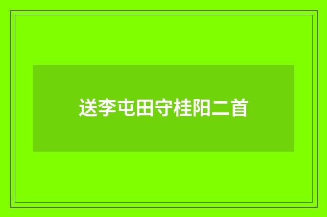 送李屯田守桂阳二首