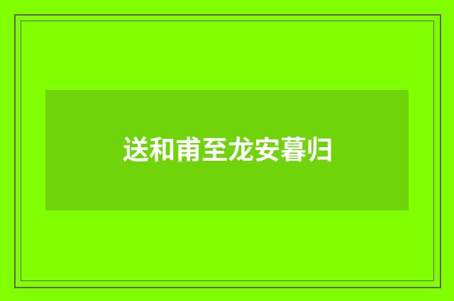 送和甫至龙安暮归