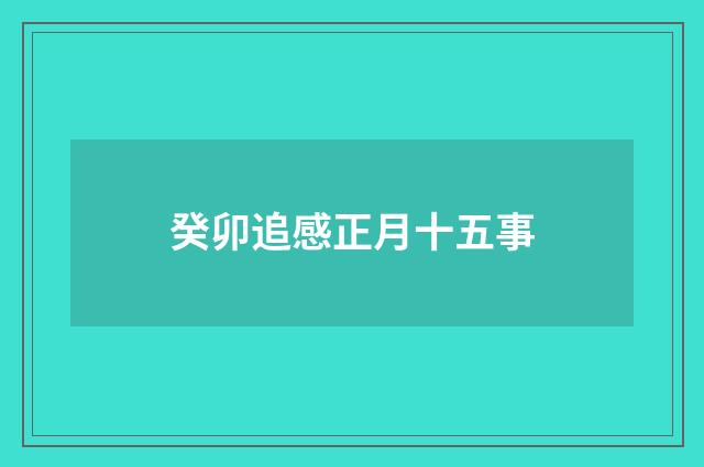 癸卯追感正月十五事