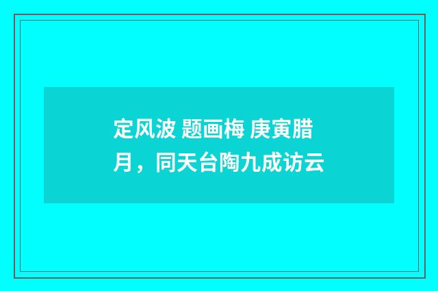 定风波 题画梅 庚寅腊月，同天台陶九成访云