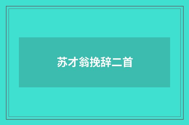 苏才翁挽辞二首