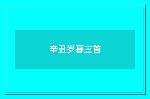 辛丑岁暮三首