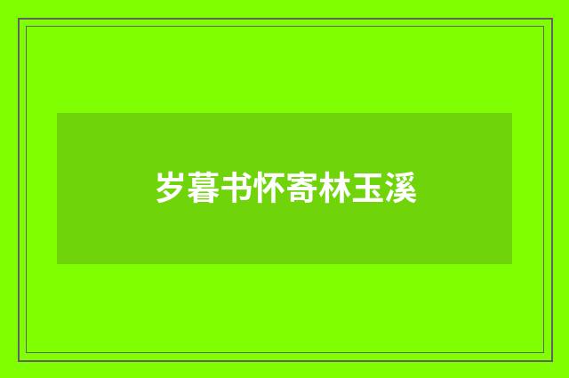 岁暮书怀寄林玉溪