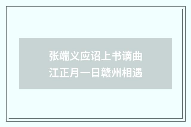 张端义应诏上书谪曲江正月一日赣州相遇
