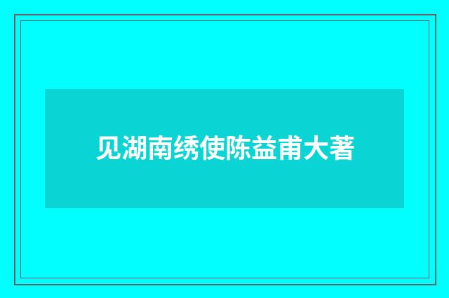 见湖南绣使陈益甫大著