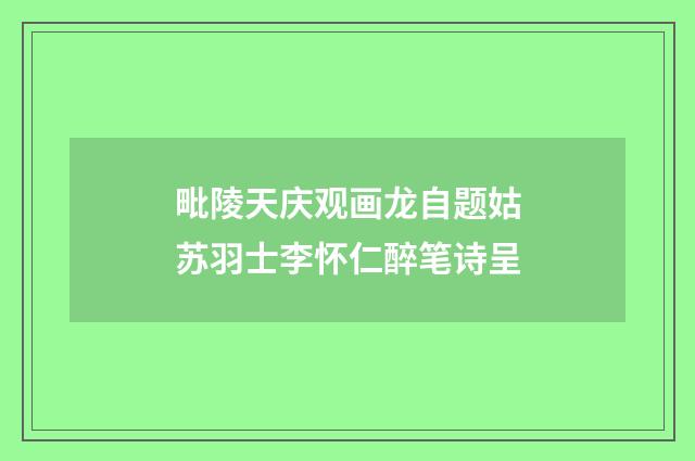 毗陵天庆观画龙自题姑苏羽士李怀仁醉笔诗呈
