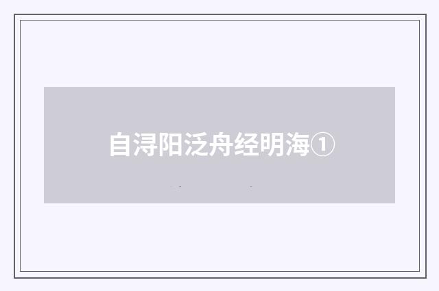 自浔阳泛舟经明海①