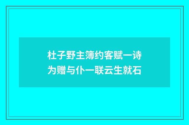 杜子野主簿约客赋一诗为赠与仆一联云生就石