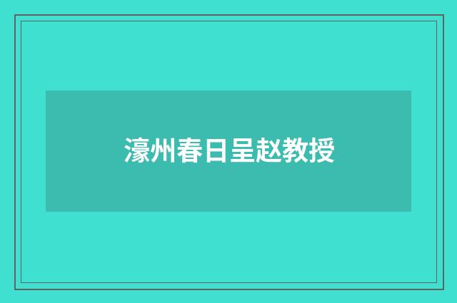 濠州春日呈赵教授