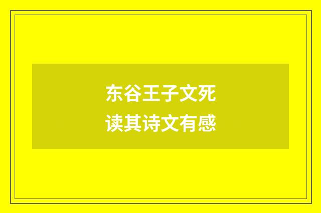 东谷王子文死读其诗文有感