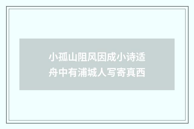 小孤山阻风因成小诗适舟中有浦城人写寄真西