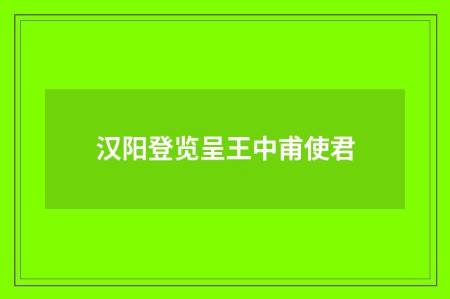 汉阳登览呈王中甫使君