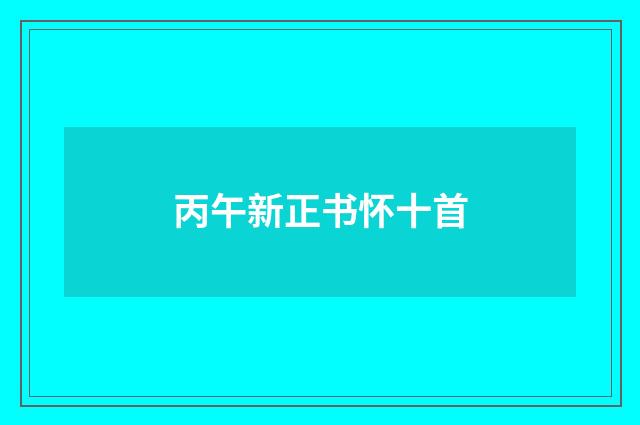 丙午新正书怀十首