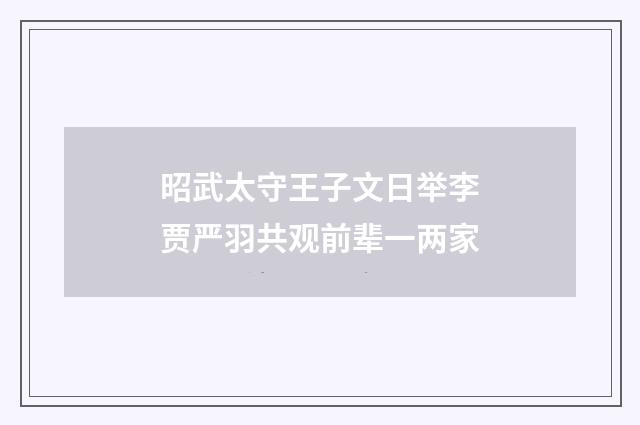 昭武太守王子文日举李贾严羽共观前辈一两家