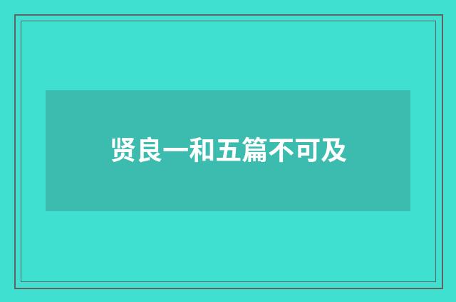 贤良一和五篇不可及