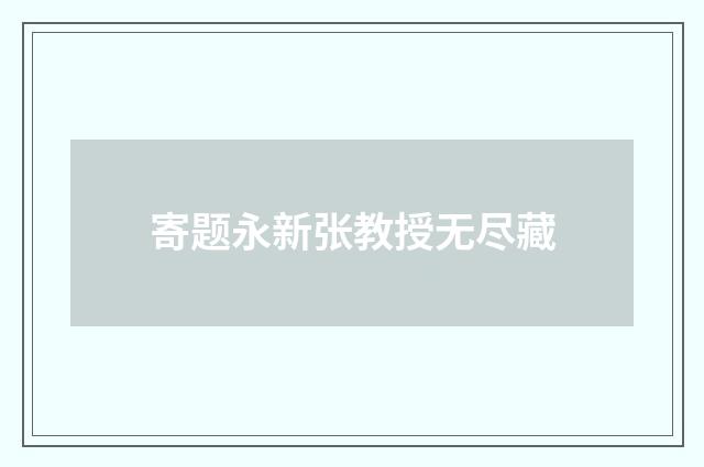 寄题永新张教授无尽藏