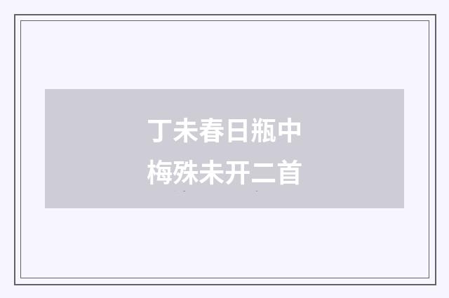 丁未春日瓶中梅殊未开二首