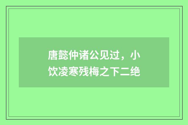 唐懿仲诸公见过，小饮凌寒残梅之下二绝