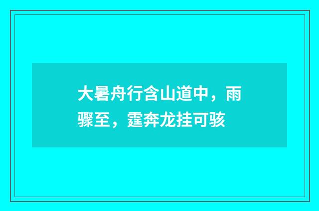 大暑舟行含山道中，雨骤至，霆奔龙挂可骇