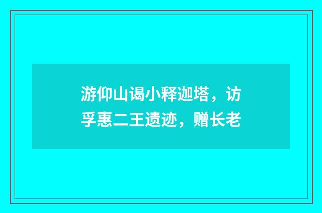 游仰山谒小释迦塔，访孚惠二王遗迹，赠长老
