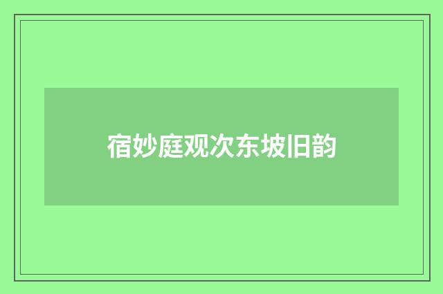 宿妙庭观次东坡旧韵