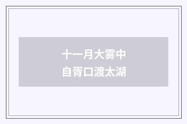 十一月大雾中自胥口渡太湖