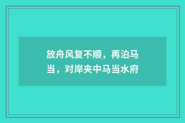 放舟风复不顺，再泊马当，对岸夹中马当水府