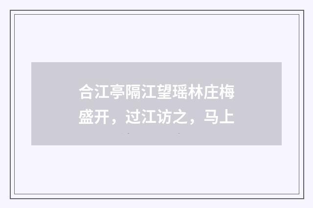 合江亭隔江望瑶林庄梅盛开，过江访之，马上