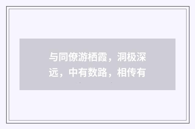 与同僚游栖霞，洞极深远，中有数路，相传有