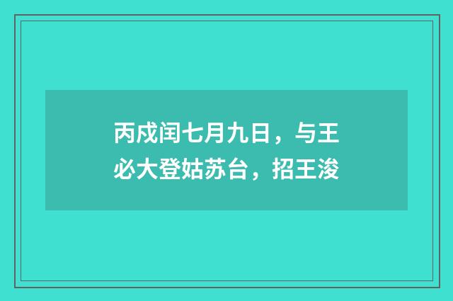丙戍闰七月九日，与王必大登姑苏台，招王浚