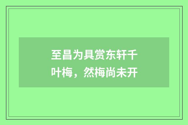 至昌为具赏东轩千叶梅，然梅尚未开