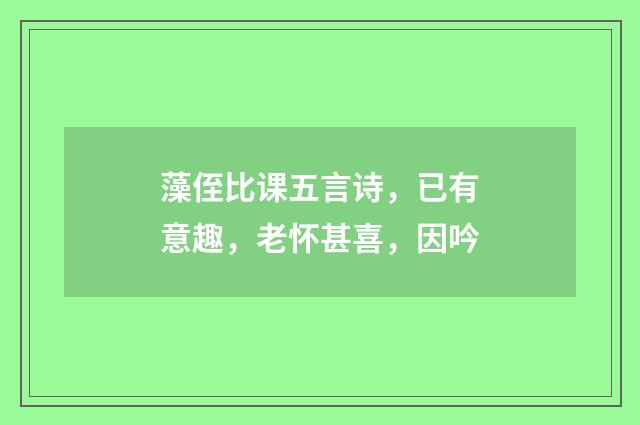 藻侄比课五言诗，已有意趣，老怀甚喜，因吟