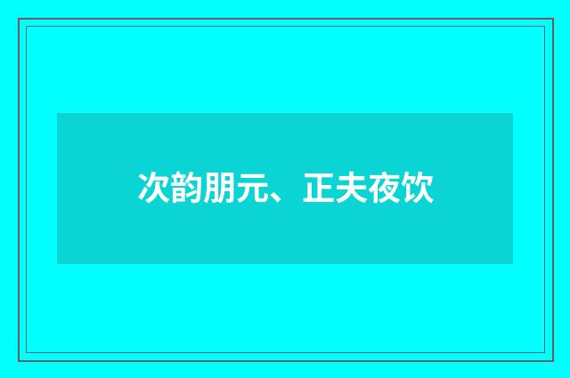 次韵朋元、正夫夜饮