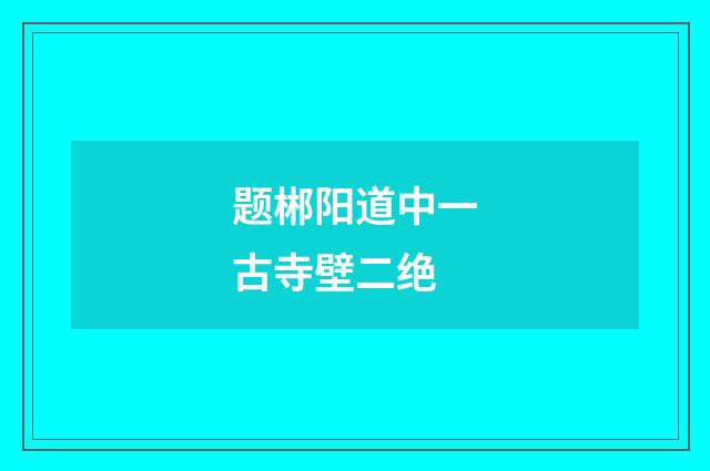 题郴阳道中一古寺壁二绝