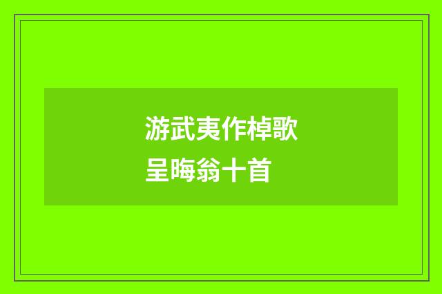游武夷作棹歌呈晦翁十首