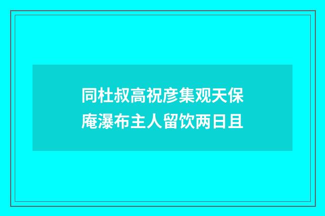 同杜叔高祝彦集观天保庵瀑布主人留饮两日且