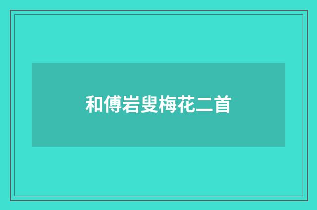 和傅岩叟梅花二首