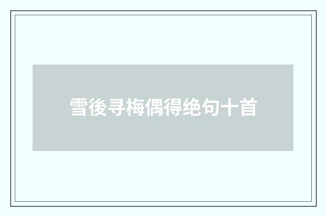 雪後寻梅偶得绝句十首