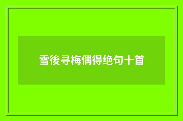 雪後寻梅偶得绝句十首