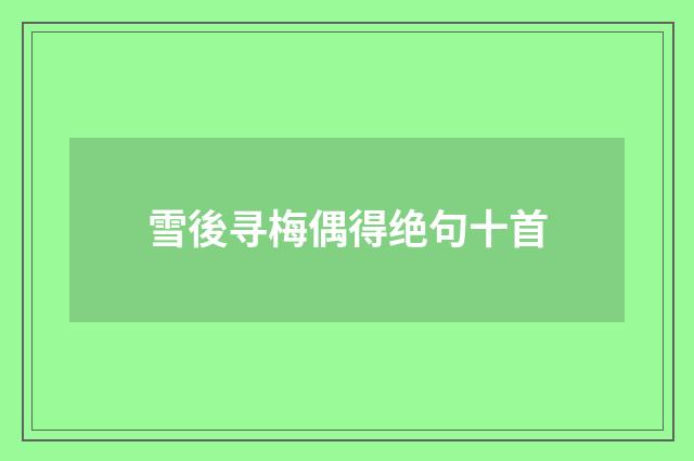 雪後寻梅偶得绝句十首