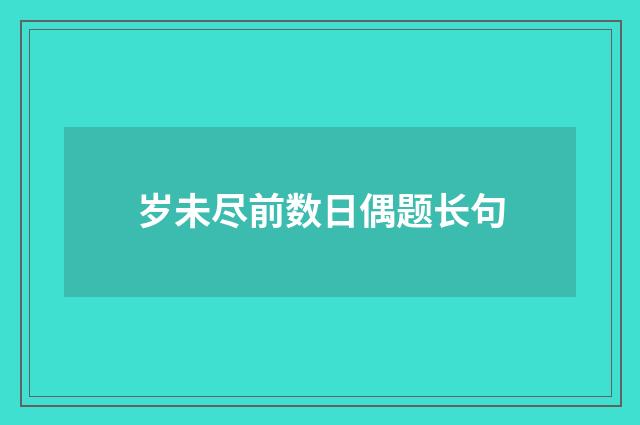 岁未尽前数日偶题长句