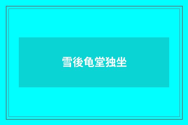 雪後龟堂独坐