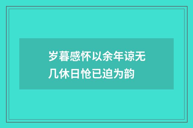 岁暮感怀以余年谅无几休日怆已迫为韵