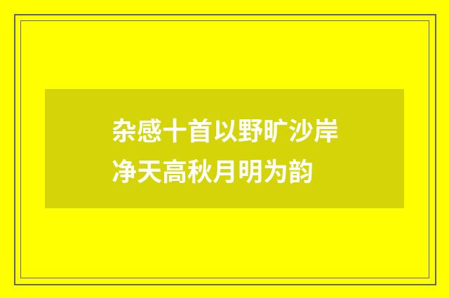 杂感十首以野旷沙岸净天高秋月明为韵