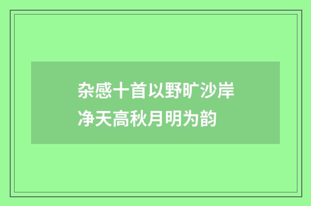 杂感十首以野旷沙岸净天高秋月明为韵