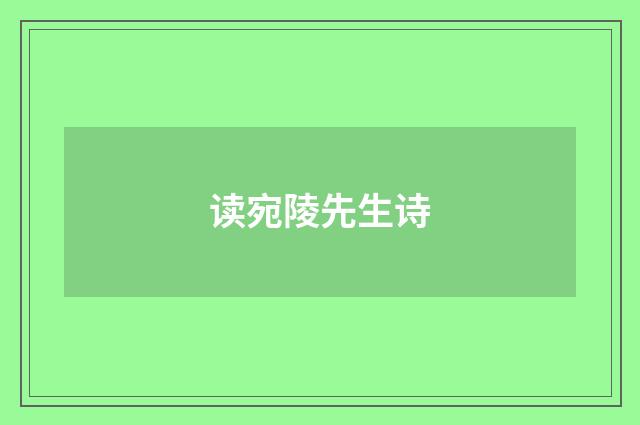读宛陵先生诗